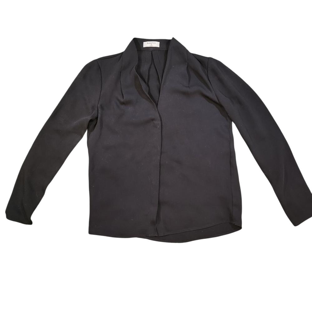 Babaton Black Long Sleeve Draped Blouse Great Condition - Picture 1 of 6